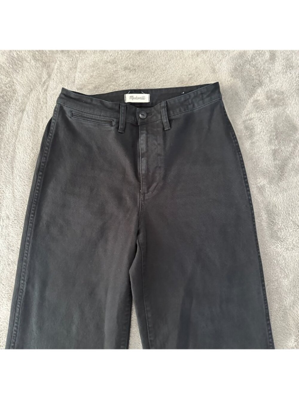 Madewell Emmett Patch Pocket Wide Leg Crop Jeans 28 Black High Rise - Picture 2 of 8